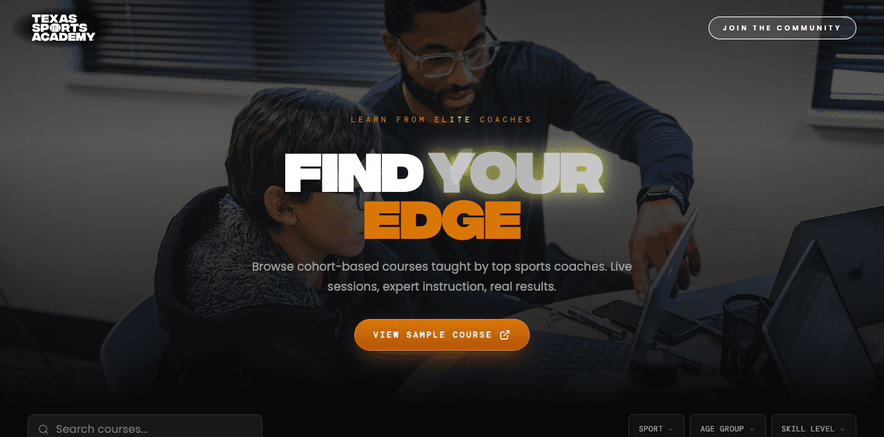 The public course catalog for Texas Sports Academy